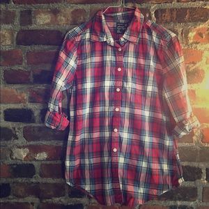 Plaid, classic prep fit 3/4 sleeve